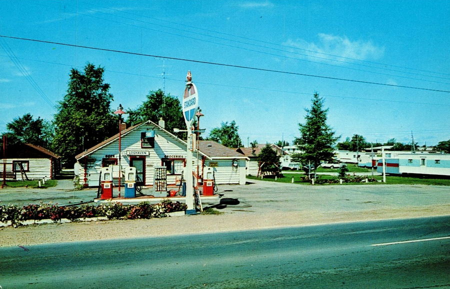 Log Haven Modern Cabins and Trailer Court - Vintage Postcard (newer photo)